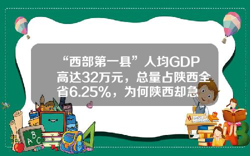 “西部第一县”人均GDP高达32万元,总量占陕西全省6.25%,为何陕西却急了_1