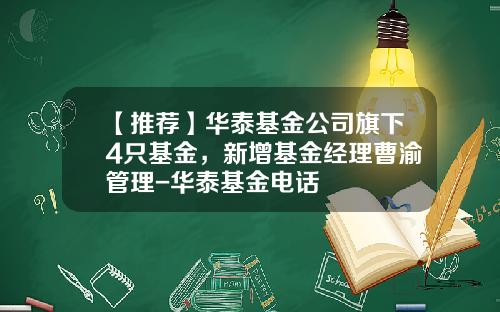 【推荐】华泰基金公司旗下4只基金，新增基金经理曹渝管理-华泰基金电话