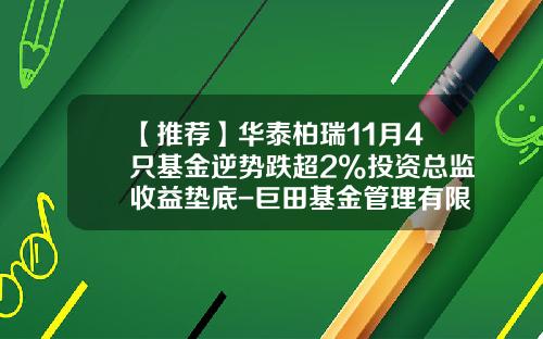 【推荐】华泰柏瑞11月4只基金逆势跌超2%投资总监收益垫底-巨田基金管理有限公司