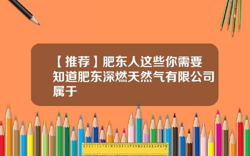【推荐】肥东人这些你需要知道肥东深燃天然气有限公司属于