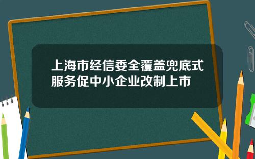 上海市经信委全覆盖兜底式服务促中小企业改制上市