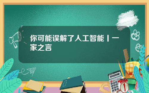 你可能误解了人工智能丨一家之言