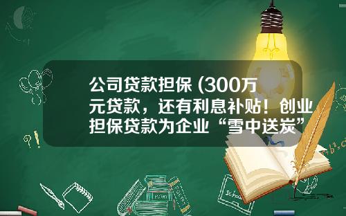 公司贷款担保 (300万元贷款,还有利息补贴!创业担保贷款为企业“雪中送炭”)_1