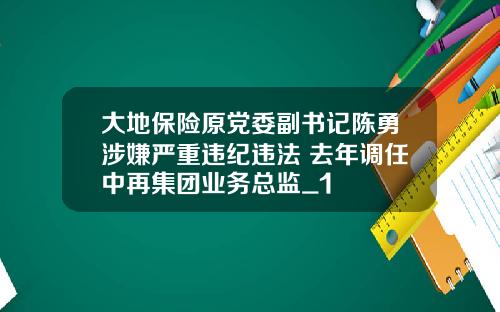 大地保险原党委副书记陈勇涉嫌严重违纪违法 去年调任中再集团业务总监_1