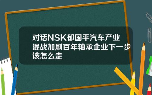 对话NSK郁国平汽车产业混战加剧百年轴承企业下一步该怎么走