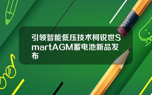 引领智能低压技术柯锐世SmartAGM蓄电池新品发布