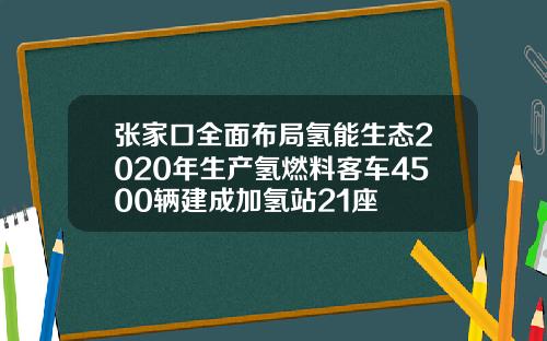 张家口全面布局氢能生态2020年生产氢燃料客车4500辆建成加氢站21座
