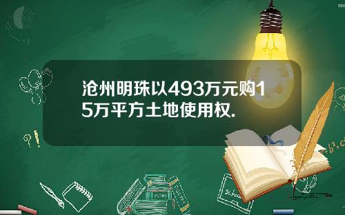 沧州明珠以493万元购15万平方土地使用权.