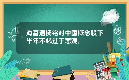 海富通杨铭对中国概念股下半年不必过于悲观.