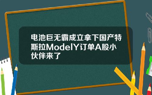电池巨无霸成立拿下国产特斯拉ModelY订单A股小伙伴来了