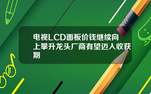 电视LCD面板价钱继续向上攀升龙头厂商有望迈入收获期