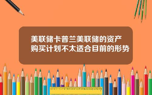 美联储卡普兰美联储的资产购买计划不太适合目前的形势