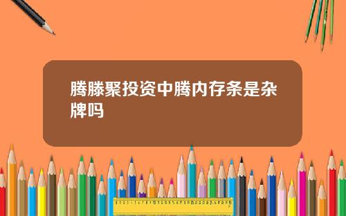 腾滕聚投资中腾内存条是杂牌吗