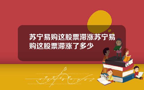 苏宁易购这股票滞涨苏宁易购这股票滞涨了多少