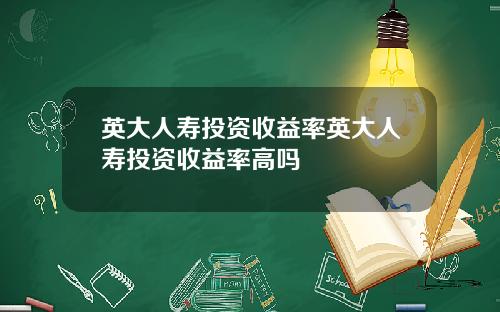英大人寿投资收益率英大人寿投资收益率高吗