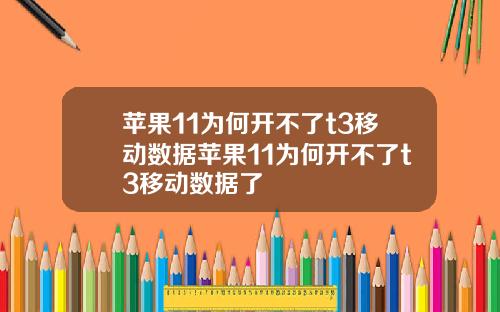 苹果11为何开不了t3移动数据苹果11为何开不了t3移动数据了