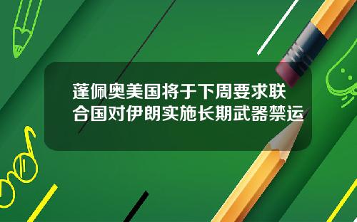 蓬佩奥美国将于下周要求联合国对伊朗实施长期武器禁运