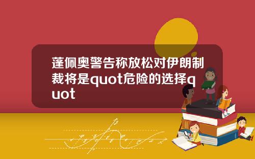 蓬佩奥警告称放松对伊朗制裁将是quot危险的选择quot