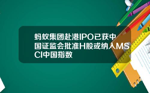 蚂蚁集团赴港IPO已获中国证监会批准H股或纳入MSCI中国指数