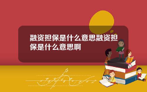 融资担保是什么意思融资担保是什么意思啊