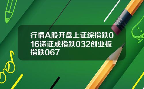 行情A股开盘上证综指跌016深证成指跌032创业板指跌067