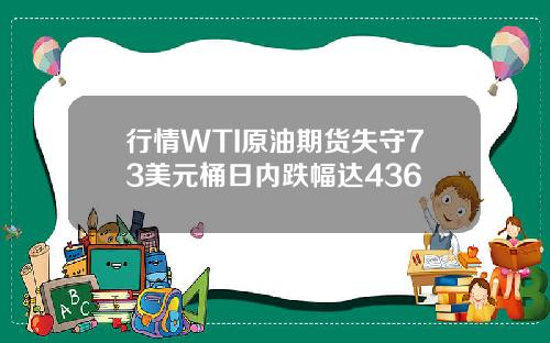 行情WTI原油期货失守73美元桶日内跌幅达436