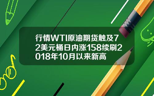 行情WTI原油期货触及72美元桶日内涨158续刷2018年10月以来新高