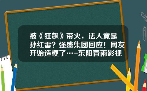 被《狂飙》带火，法人竟是孙红雷？强盛集团回应！网友开始造梗了…-东阳青雨影视文化股份有限公司