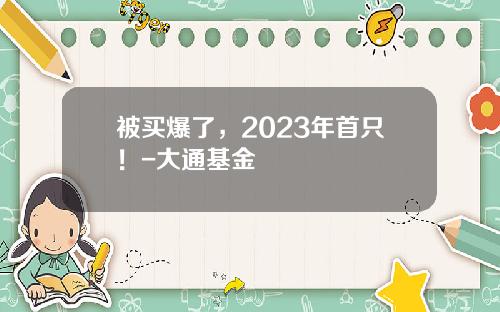 被买爆了，2023年首只！-大通基金