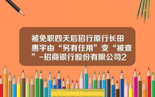 被免职四天后招行原行长田惠宇由“另有任用”变“被查”-招商银行股份有限公司2011年第一季度