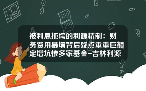 被利息拖垮的利源精制：财务费用暴增背后疑点重重巨额定增坑惨多家基金-吉林利源轨道公司工资待遇