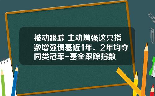 被动跟踪+主动增强这只指数增强债基近1年、2年均夺同类冠军-基金跟踪指数