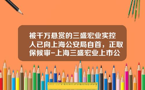 被千万悬赏的三盛宏业实控人已向上海公安局自首，正取保候审-上海三盛宏业上市公司
