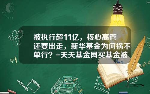 被执行超11亿，核心高管还要出走，新华基金为何祸不单行？-天天基金网买基金被骗