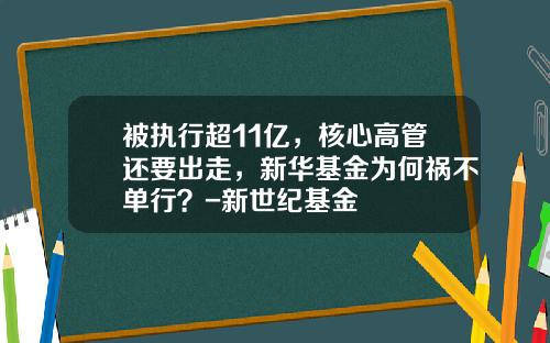 被执行超11亿，核心高管还要出走，新华基金为何祸不单行？-新世纪基金