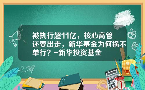 被执行超11亿，核心高管还要出走，新华基金为何祸不单行？-新华投资基金