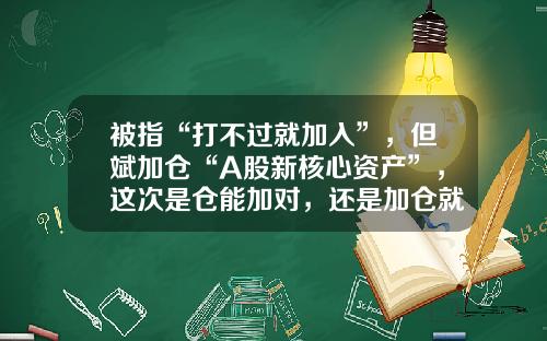 被指“打不过就加入”，但斌加仓“A股新核心资产”，这次是仓能加对，还是加仓就错？-但斌私募基金
