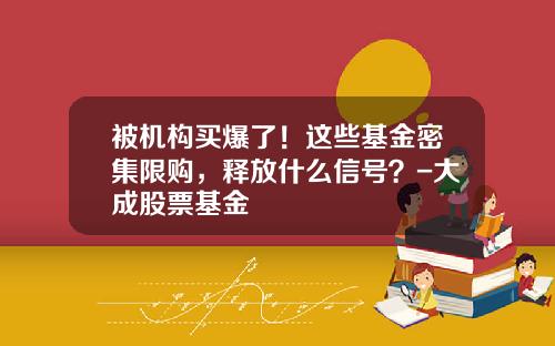 被机构买爆了！这些基金密集限购，释放什么信号？-大成股票基金