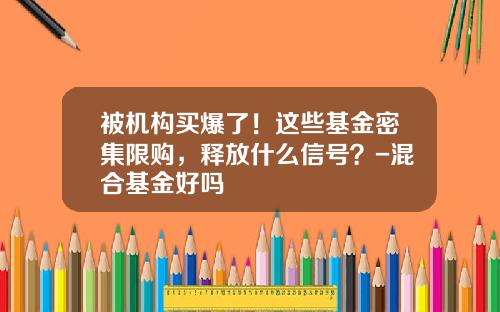 被机构买爆了！这些基金密集限购，释放什么信号？-混合基金好吗