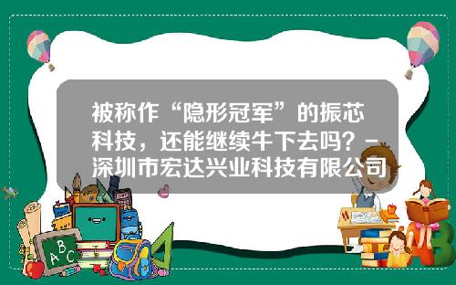 被称作“隐形冠军”的振芯科技，还能继续牛下去吗？-深圳市宏达兴业科技有限公司