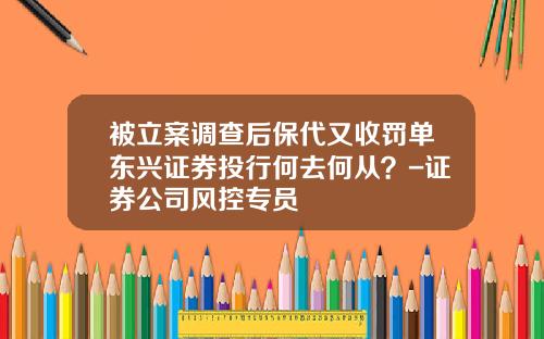 被立案调查后保代又收罚单东兴证券投行何去何从？-证券公司风控专员