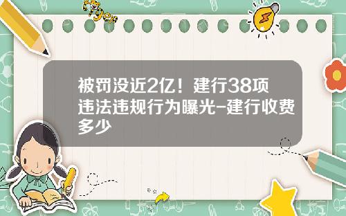 被罚没近2亿！建行38项违法违规行为曝光-建行收费多少