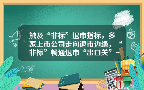 触及“非标”退市指标，多家上市公司走向退市边缘，“非标”畅通退市“出口关”-退市的上市公司
