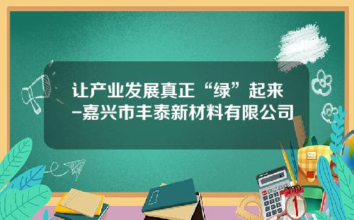 让产业发展真正“绿”起来-嘉兴市丰泰新材料有限公司