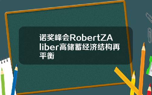 诺奖峰会RobertZAliber高储蓄经济结构再平衡