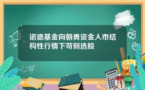 诺德基金向朝勇资金入市结构性行情下苛刻选股