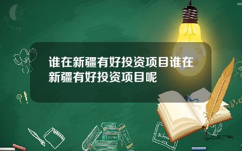 谁在新疆有好投资项目谁在新疆有好投资项目呢