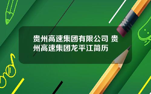 贵州高速集团有限公司 贵州高速集团龙平江简历
