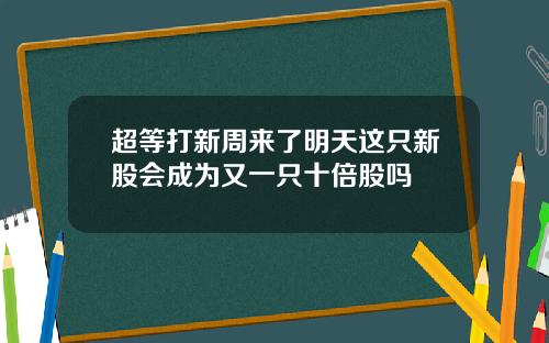 超等打新周来了明天这只新股会成为又一只十倍股吗