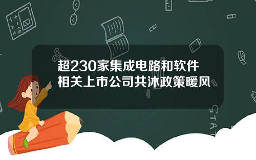超230家集成电路和软件相关上市公司共沐政策暖风